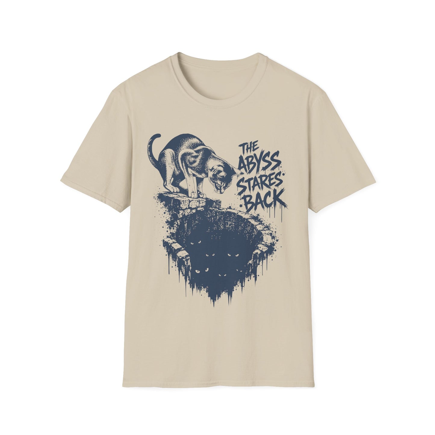 The Abyss Stares Back Dark Fantasy Cat T-Shirt