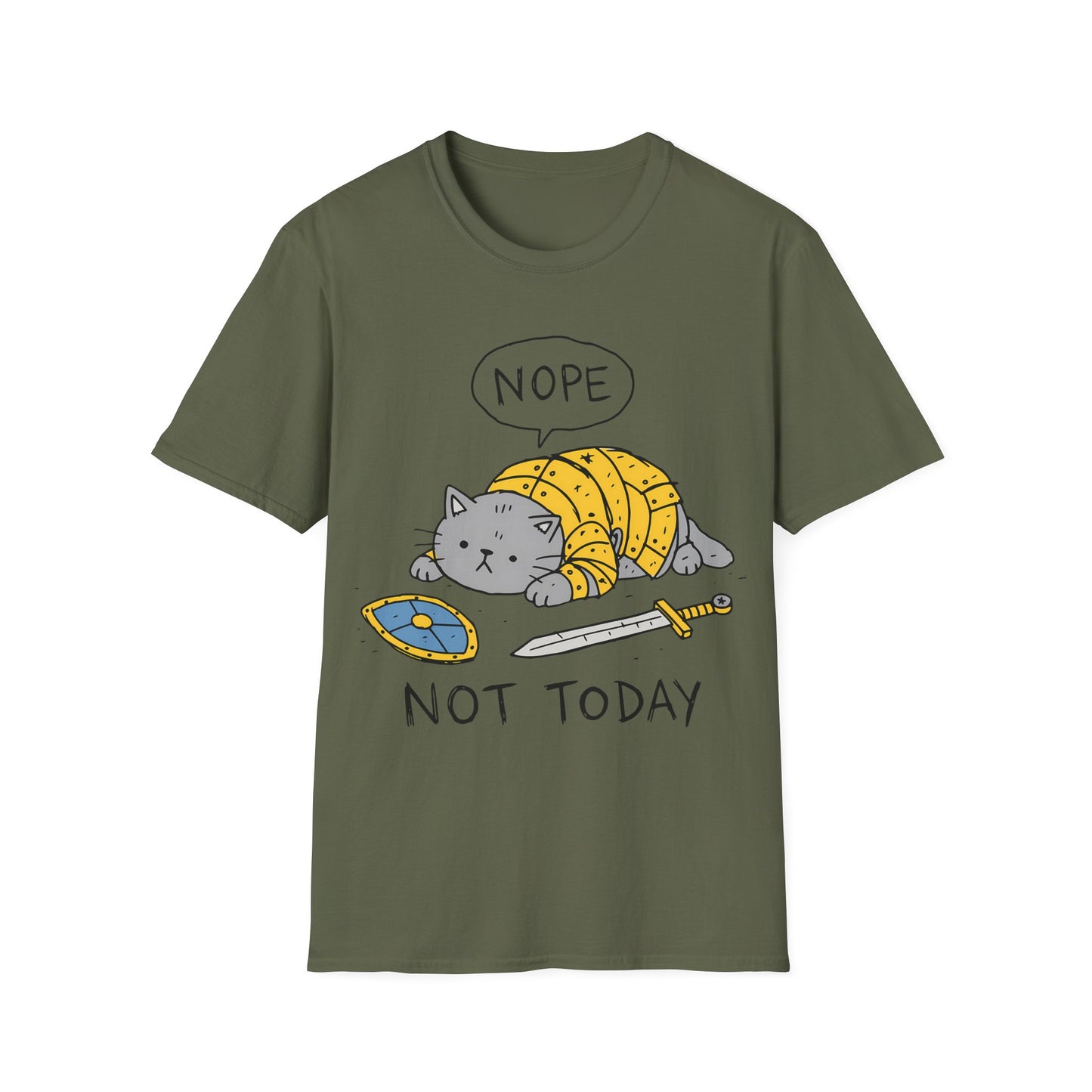 Nope. Not Today. Sleepy Knight Cat T-Shirt