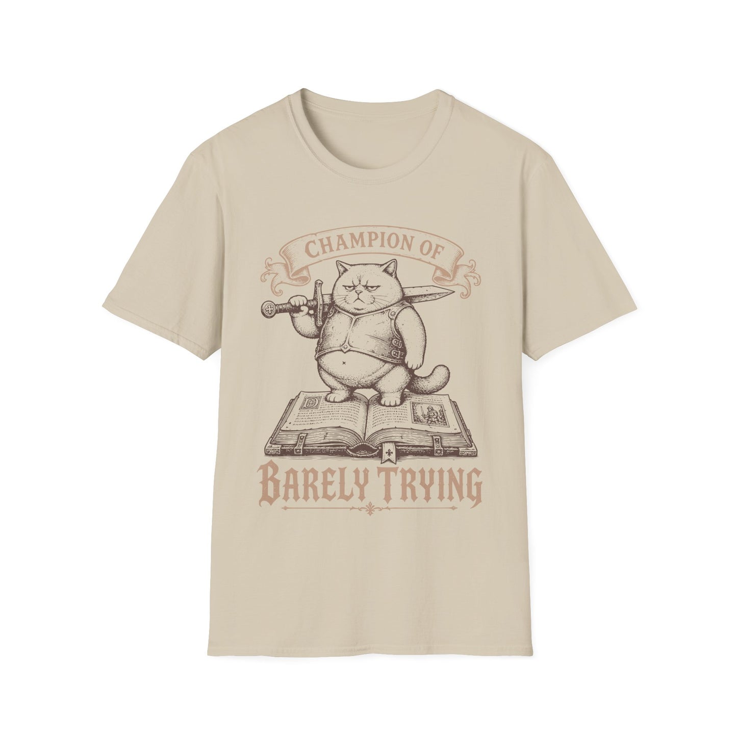 Champion of Barely Trying Funny Cat Knight T-Shirt