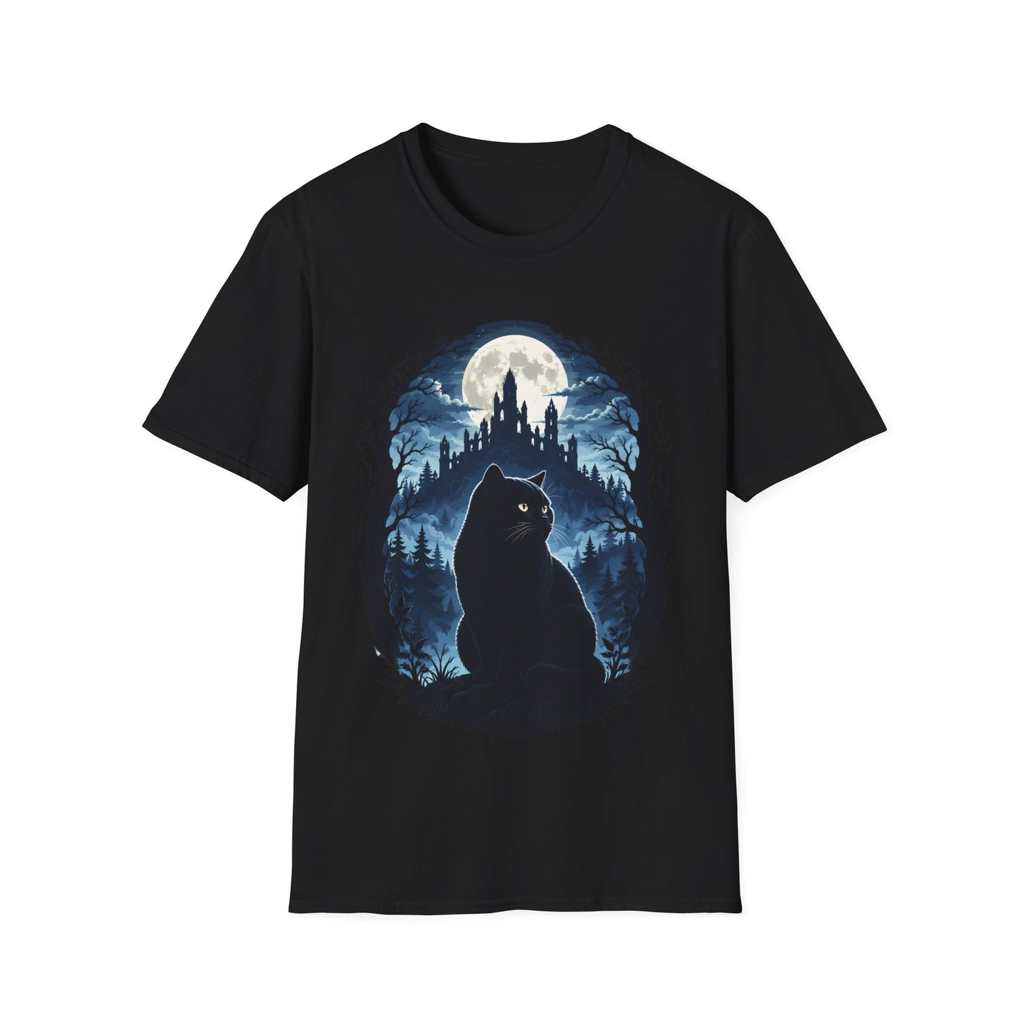 Moonlit Castle Guardian Cat T-Shirt