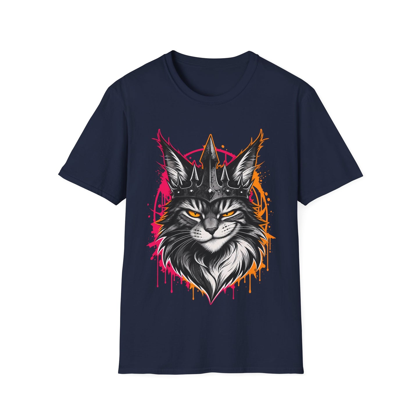 Neon Crown Maine Coon King Cat T-Shirt