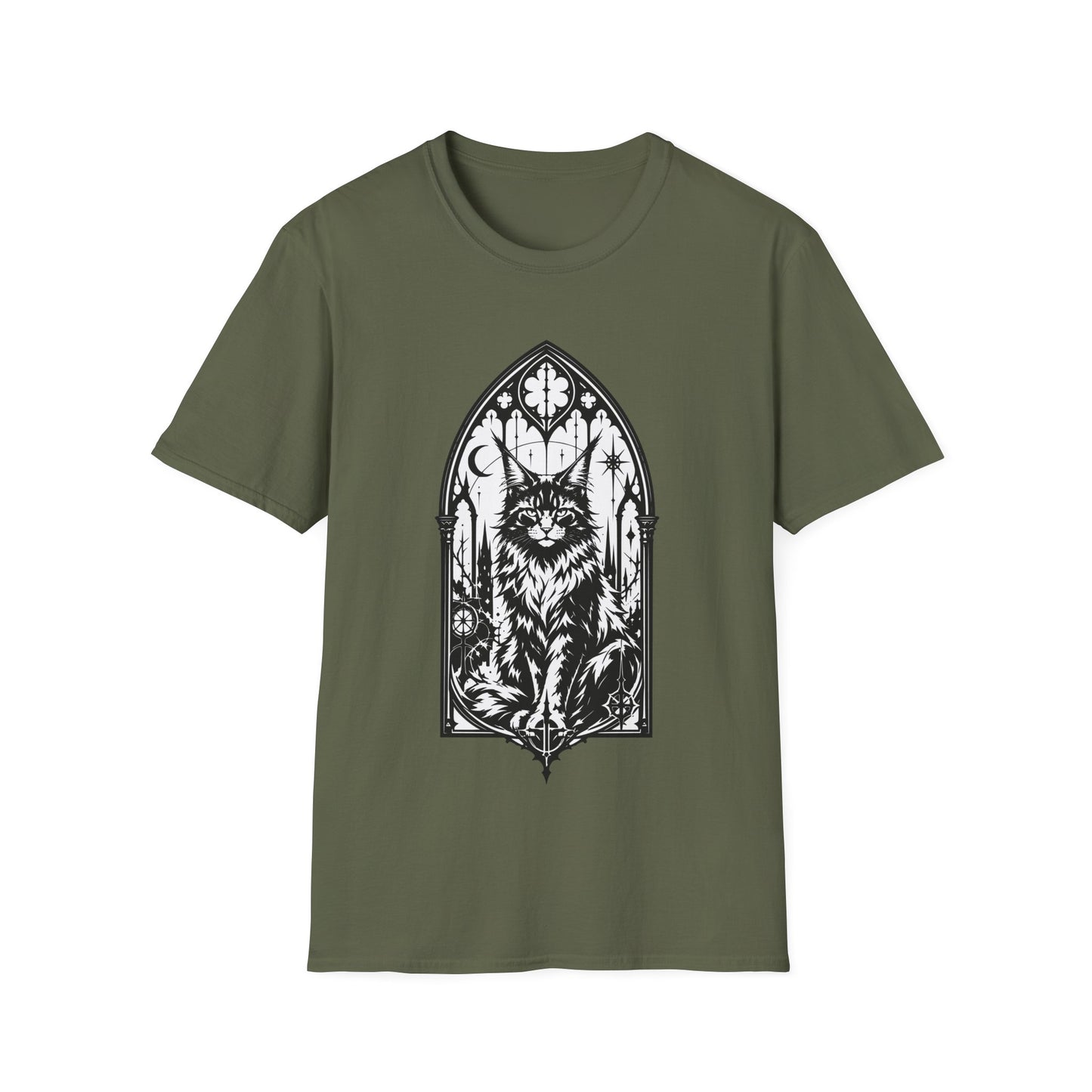Gothic Cathedral Maine Coon Guardian Cat T-Shirt