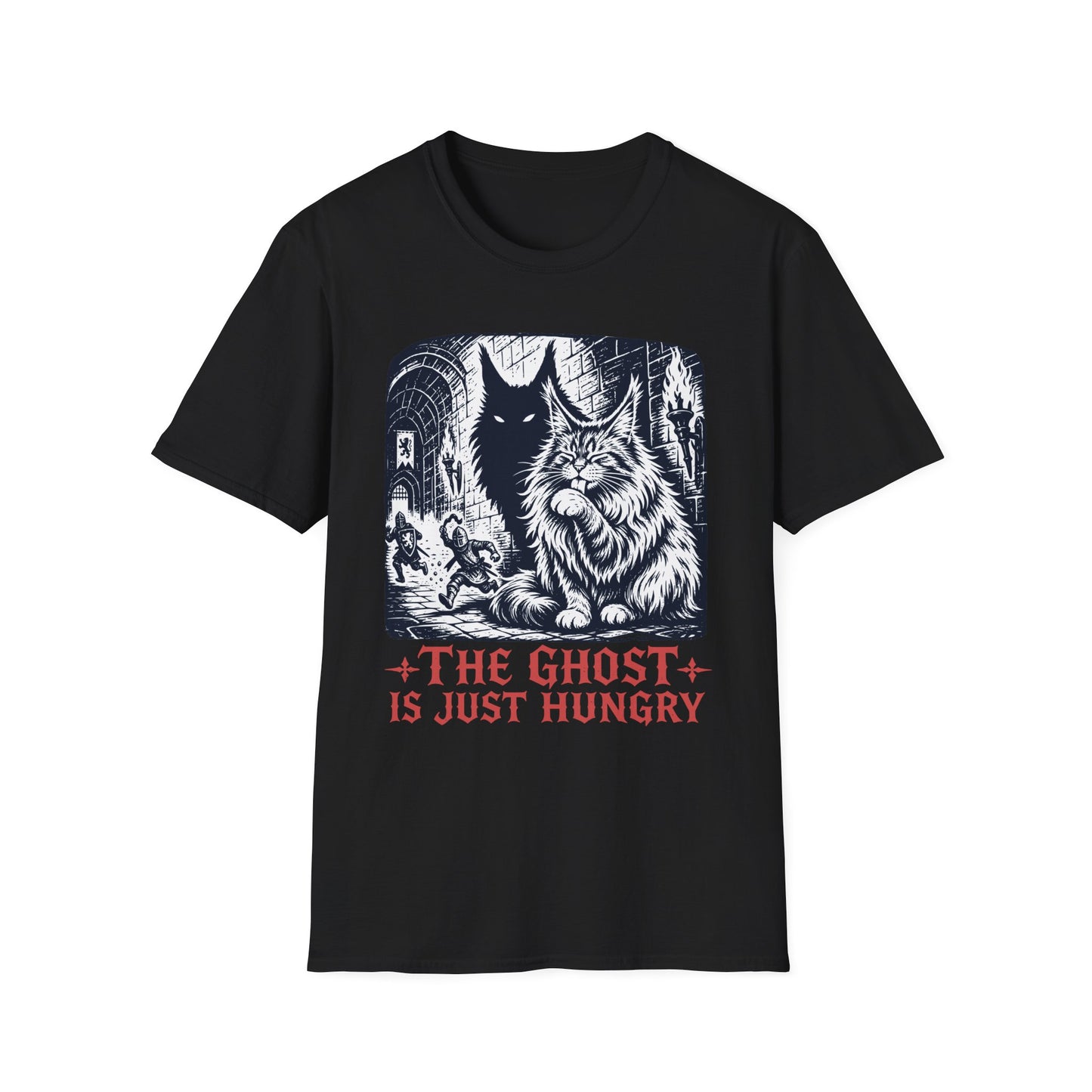 The Ghost Is Just Hungry Funny Maine Coon Cat T-Shirt