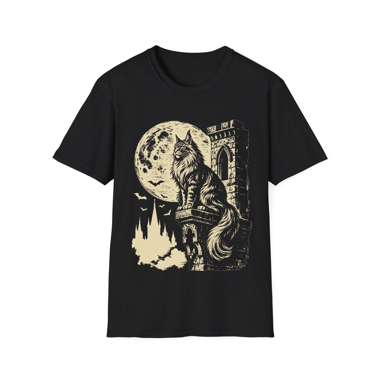 Moonlit Guardian of the Keep Maine Coon Cat T-Shirt