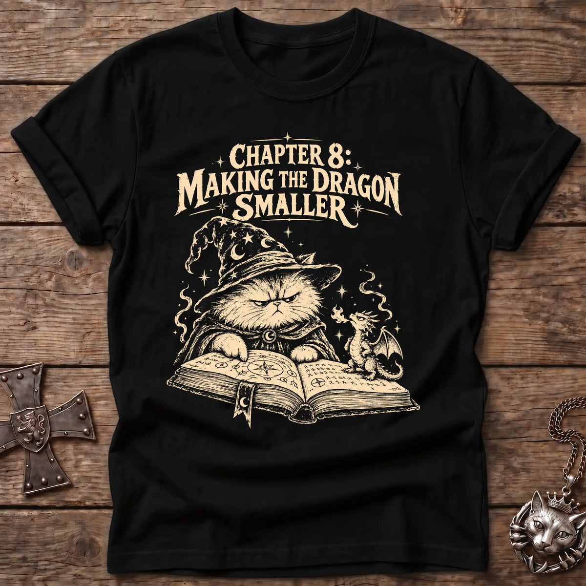 Dragon Shrinking Wizard Cat T-Shirt