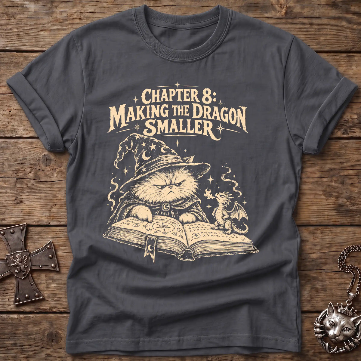 Dragon Shrinking Wizard Cat T-Shirt