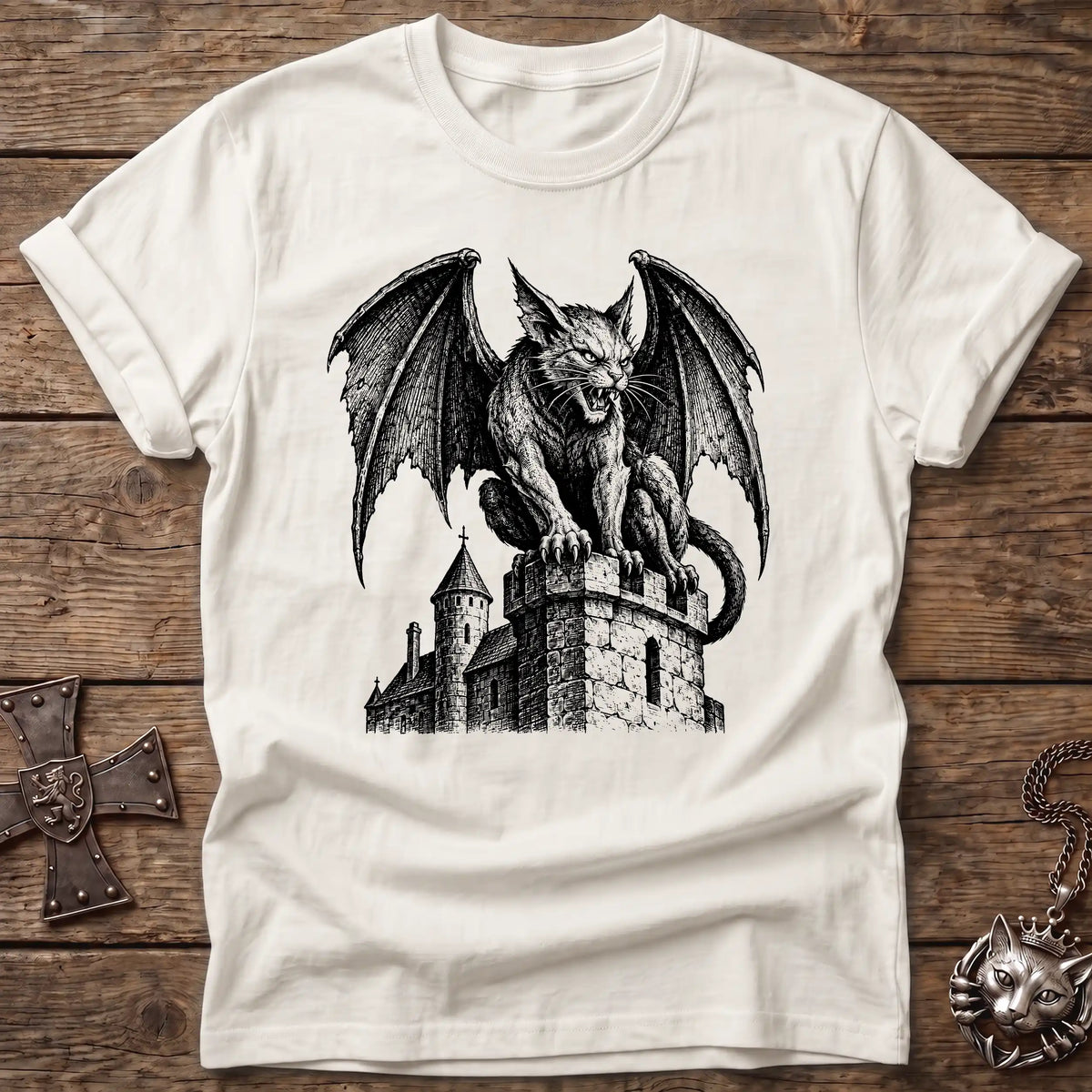 Gargoyle Cat Guardian T-Shirt