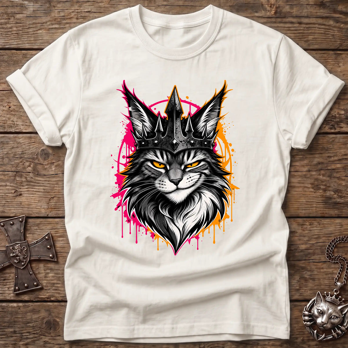 Neon Crown Cat T-Shirt
