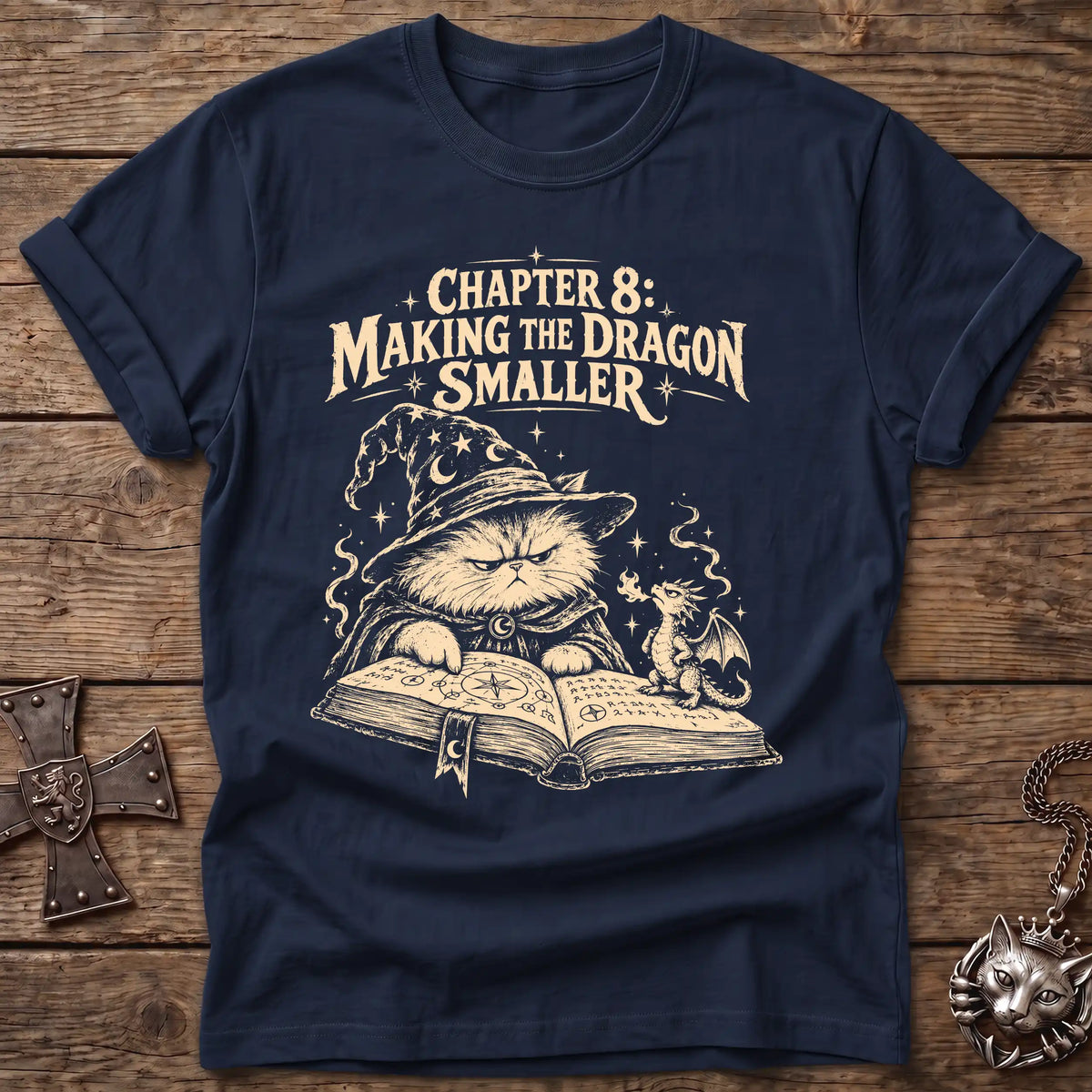 Dragon Shrinking Wizard Cat T-Shirt