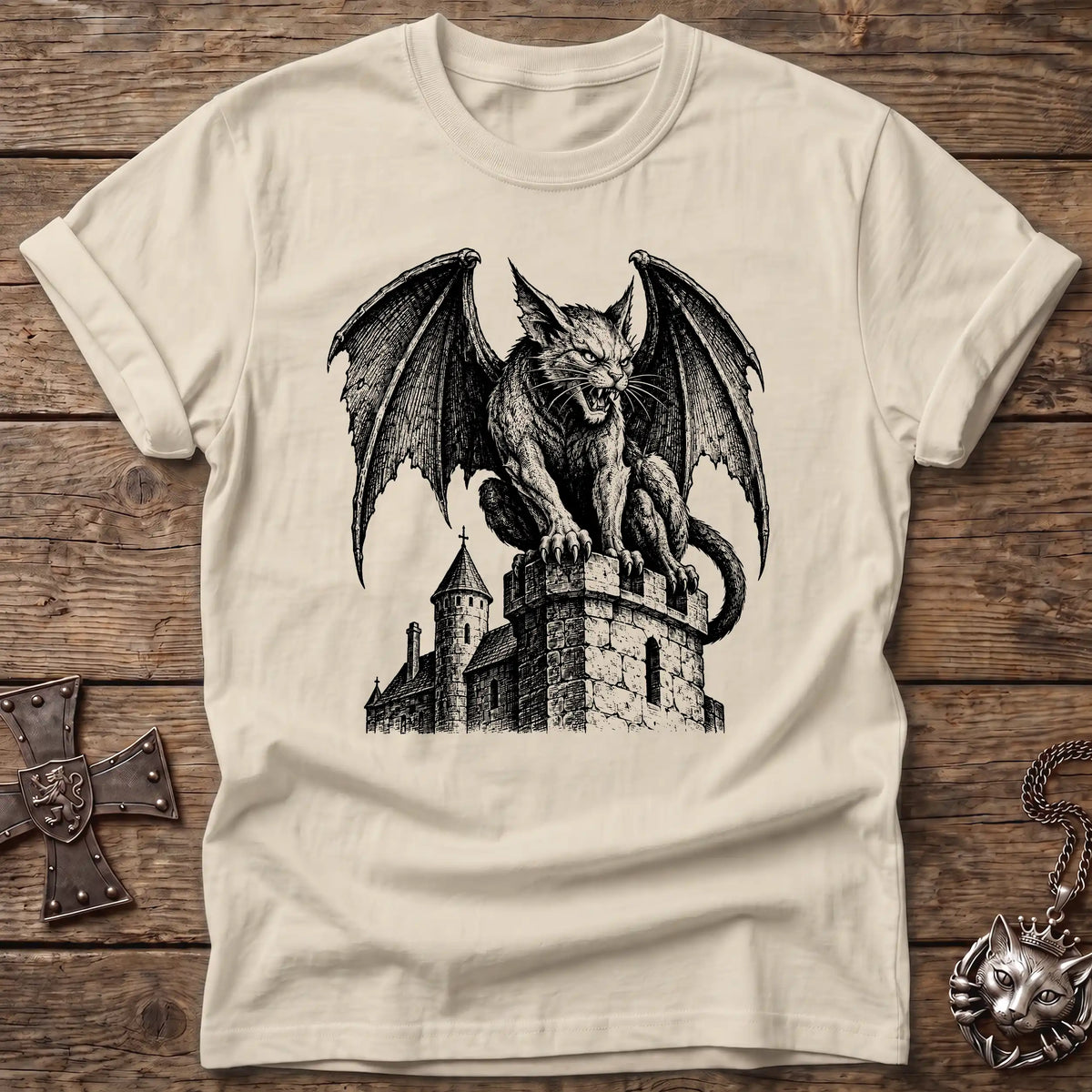 Gargoyle Cat Guardian T-Shirt