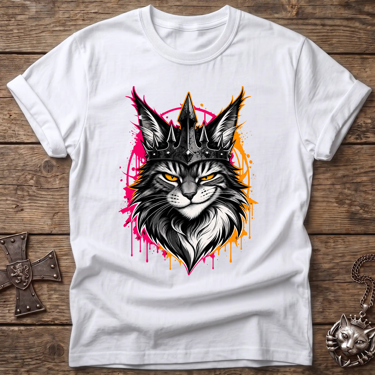 Neon Crown Cat T-Shirt
