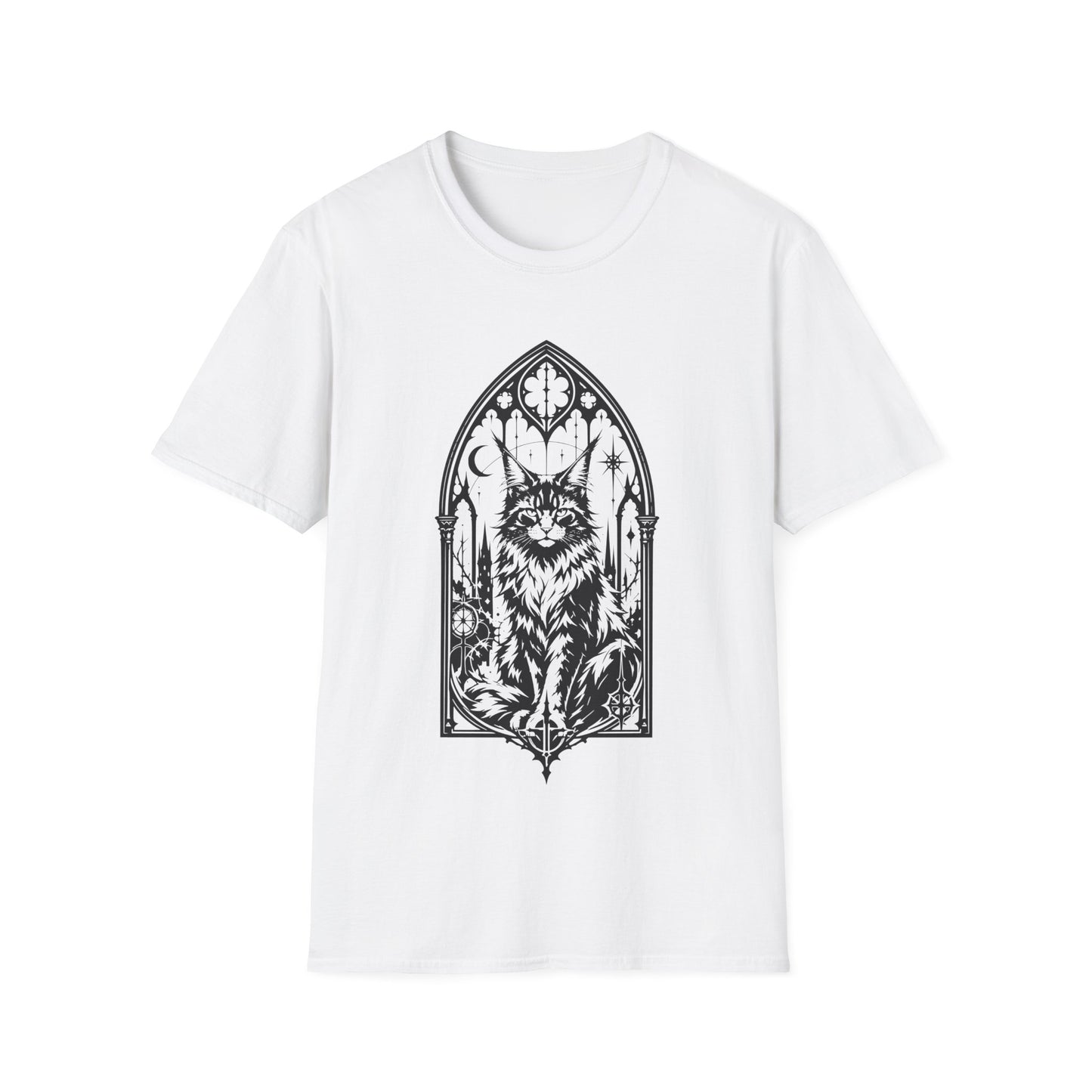 Gothic Cathedral Maine Coon Guardian Cat T-Shirt