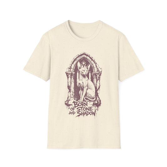 Born of Stone and Shadow Gothic Sphynx Cat T-Shirt