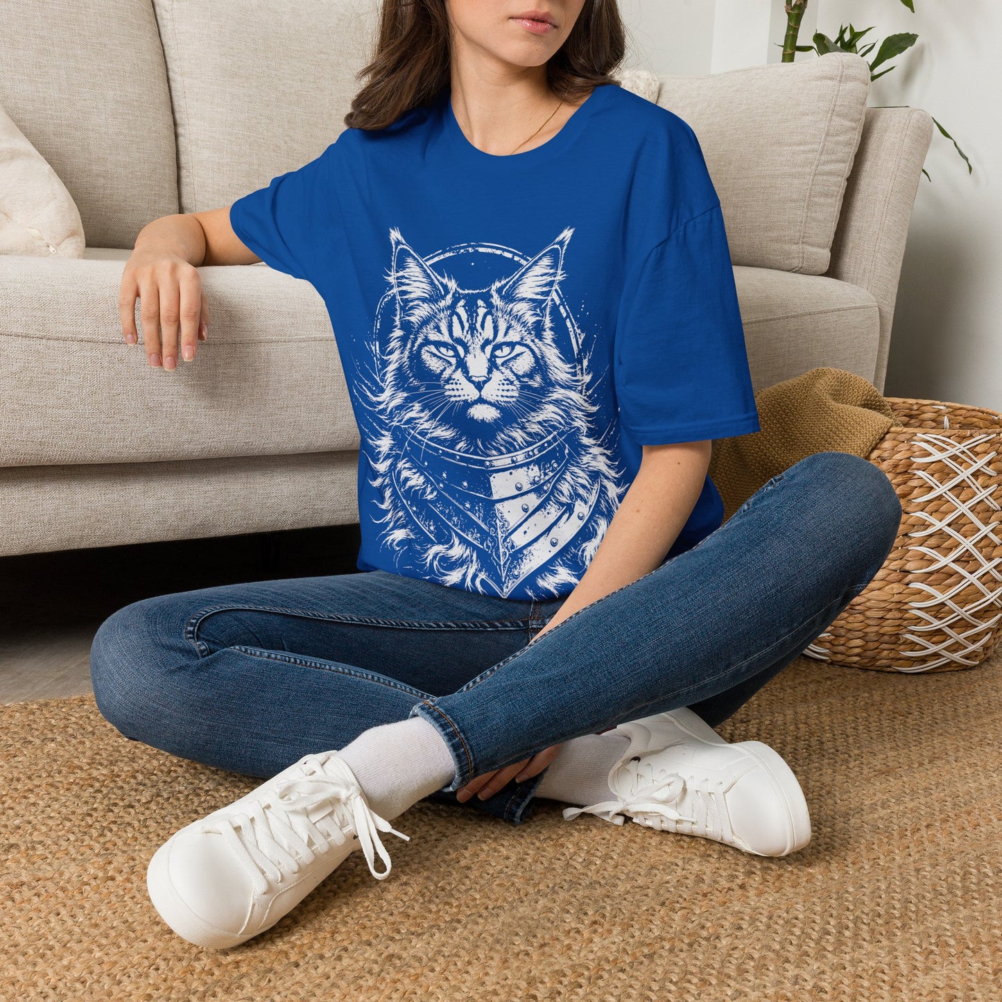 Armored Maine Coon Warrior Cat T-Shirt