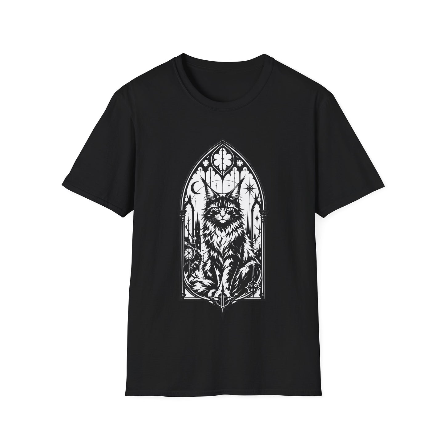 Gothic Cathedral Maine Coon Guardian Cat T-Shirt
