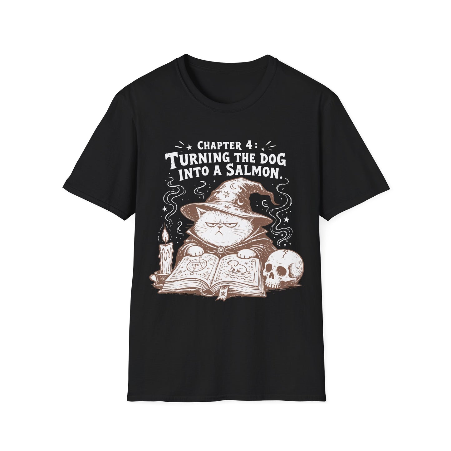 Turning the Dog into a Salmon Funny Witch Cat T-Shirt