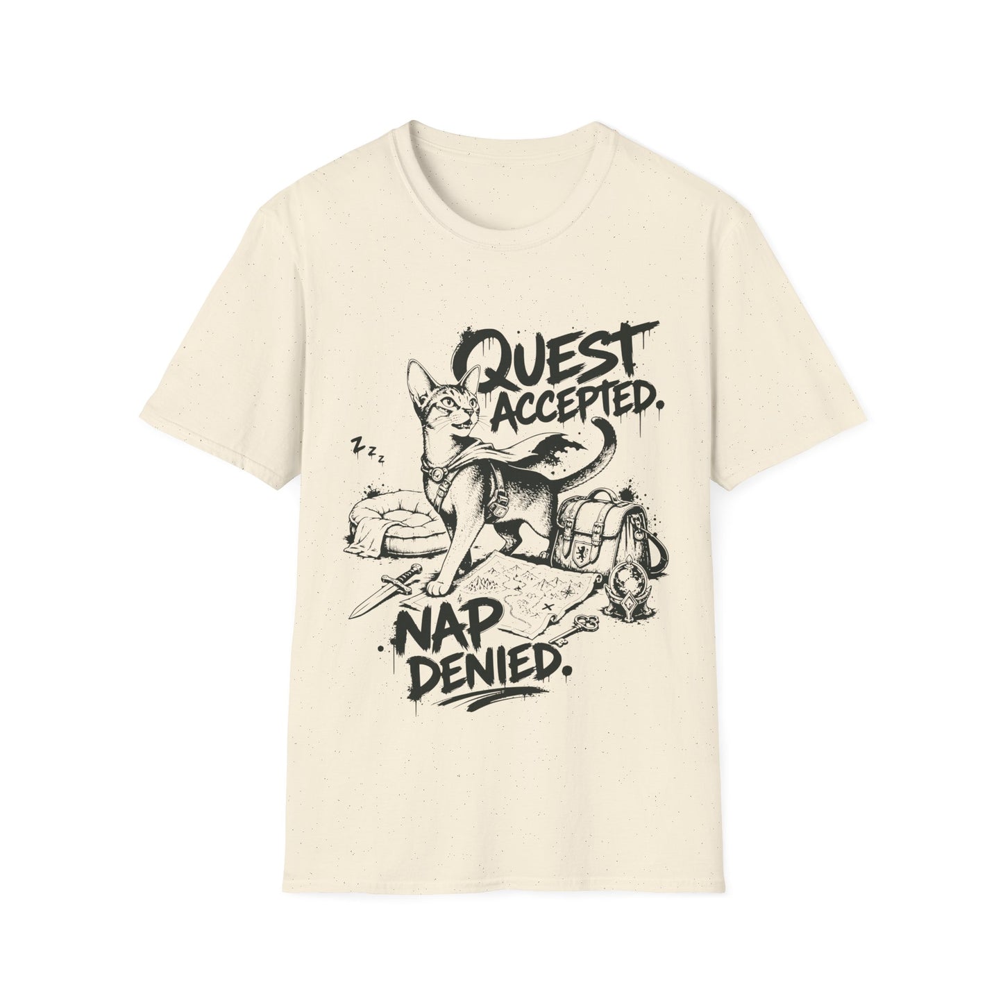 Quest Accepted Nap Denied Funny Abyssinian Adventure Cat T-Shirt