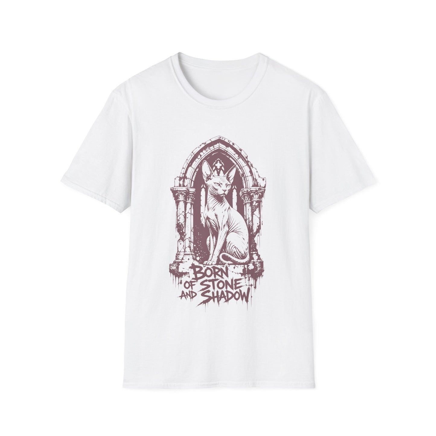 Born of Stone and Shadow Gothic Sphynx Cat T-Shirt