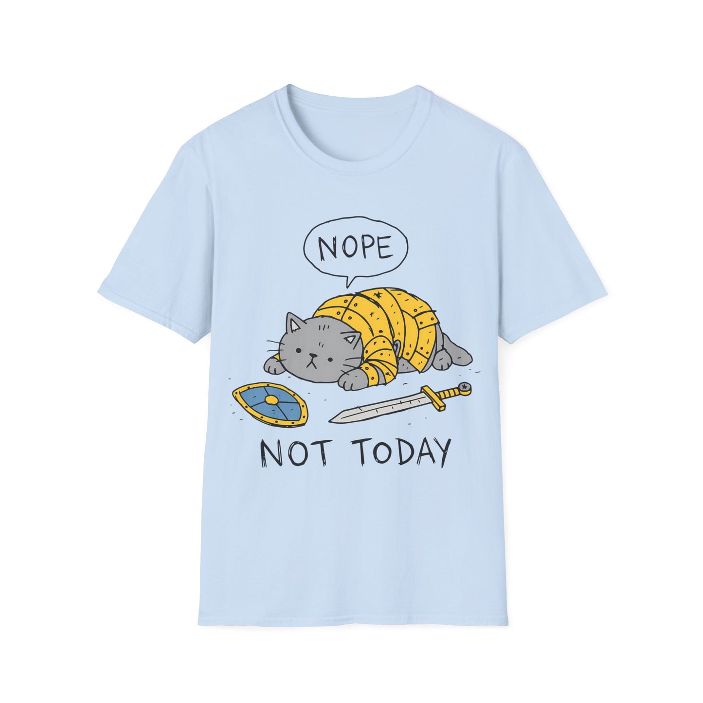 Nope. Not Today. Sleepy Knight Cat T-Shirt