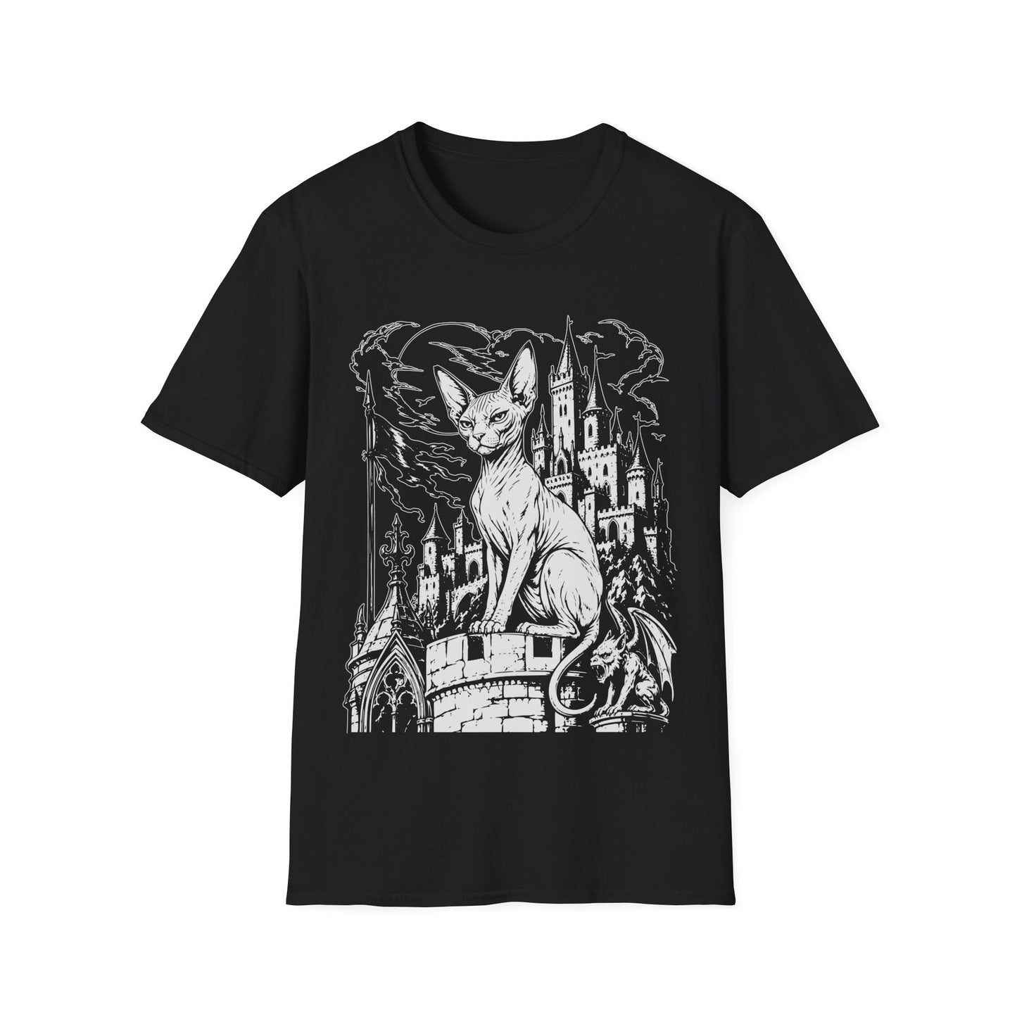 Gothic Castle Guardian Sphynx Cat T-Shirt