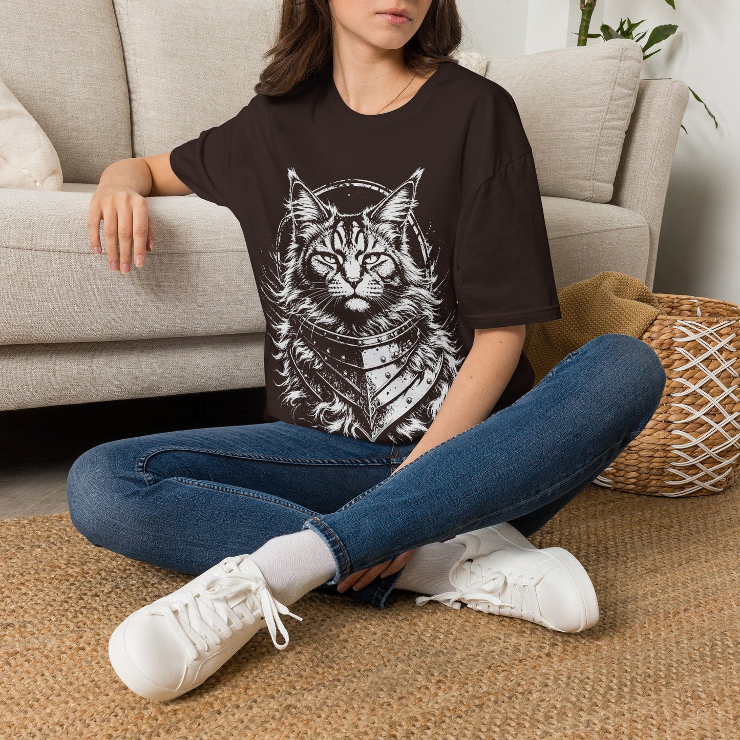 Armored Maine Coon Warrior Cat T-Shirt