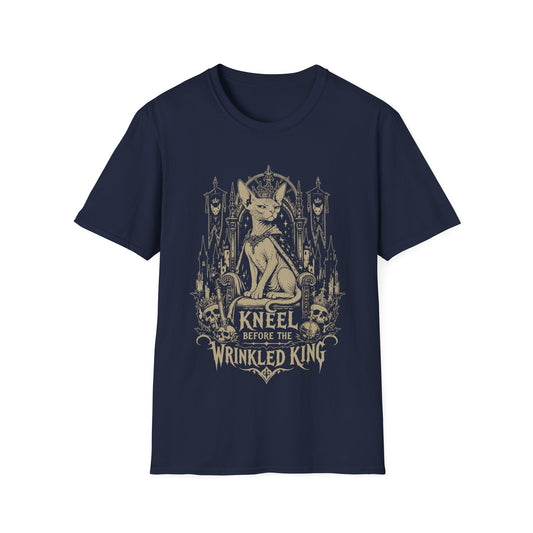 Kneel Before the Wrinkled King Funny Sphynx Royal Cat T-Shirt