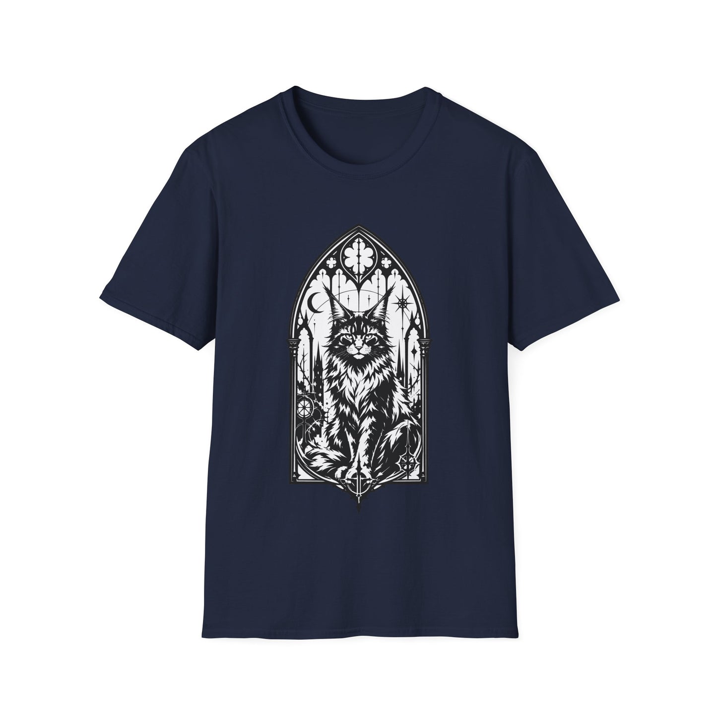 Gothic Cathedral Maine Coon Guardian Cat T-Shirt