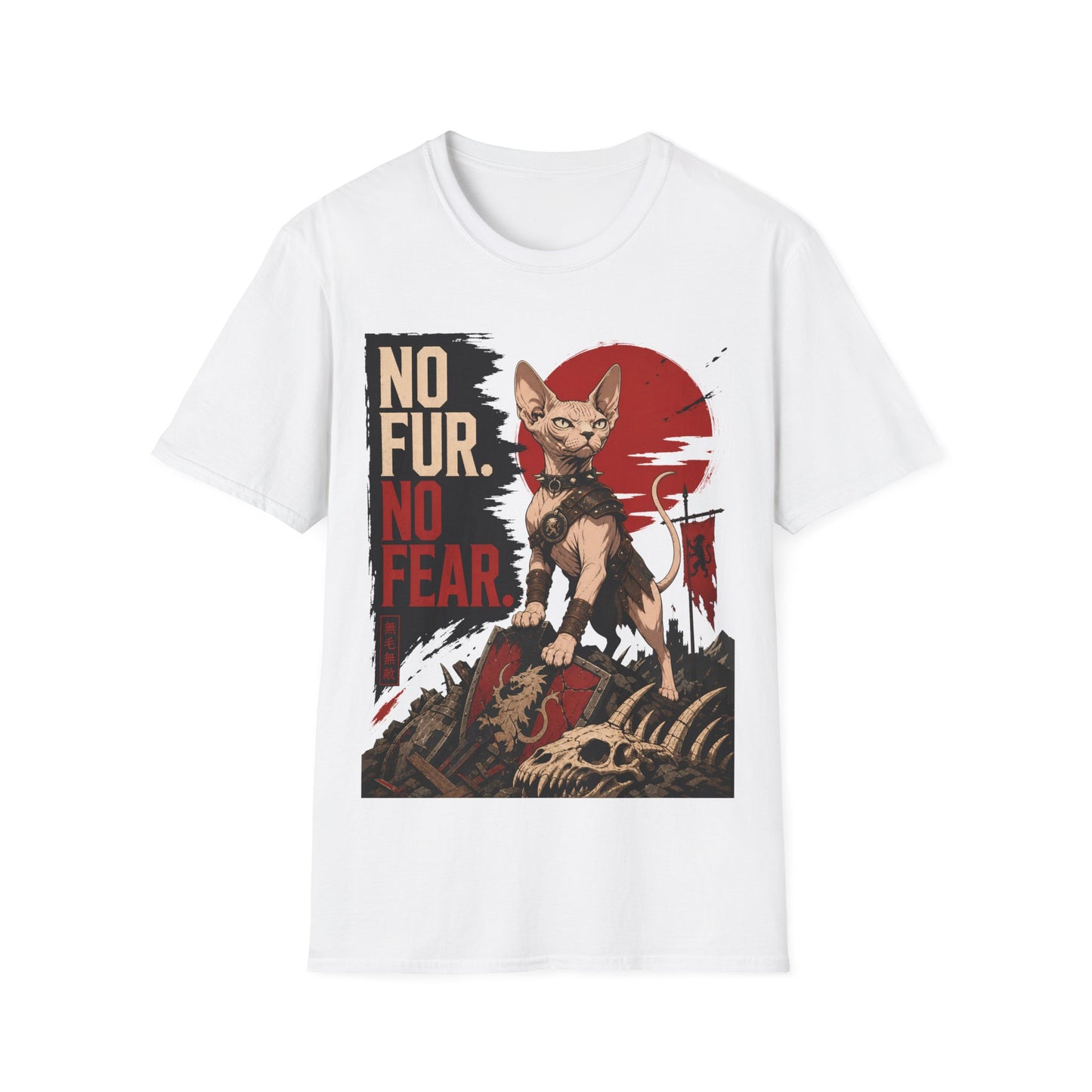 No Fur No Fear Sphynx Warrior Cat T-Shirt
