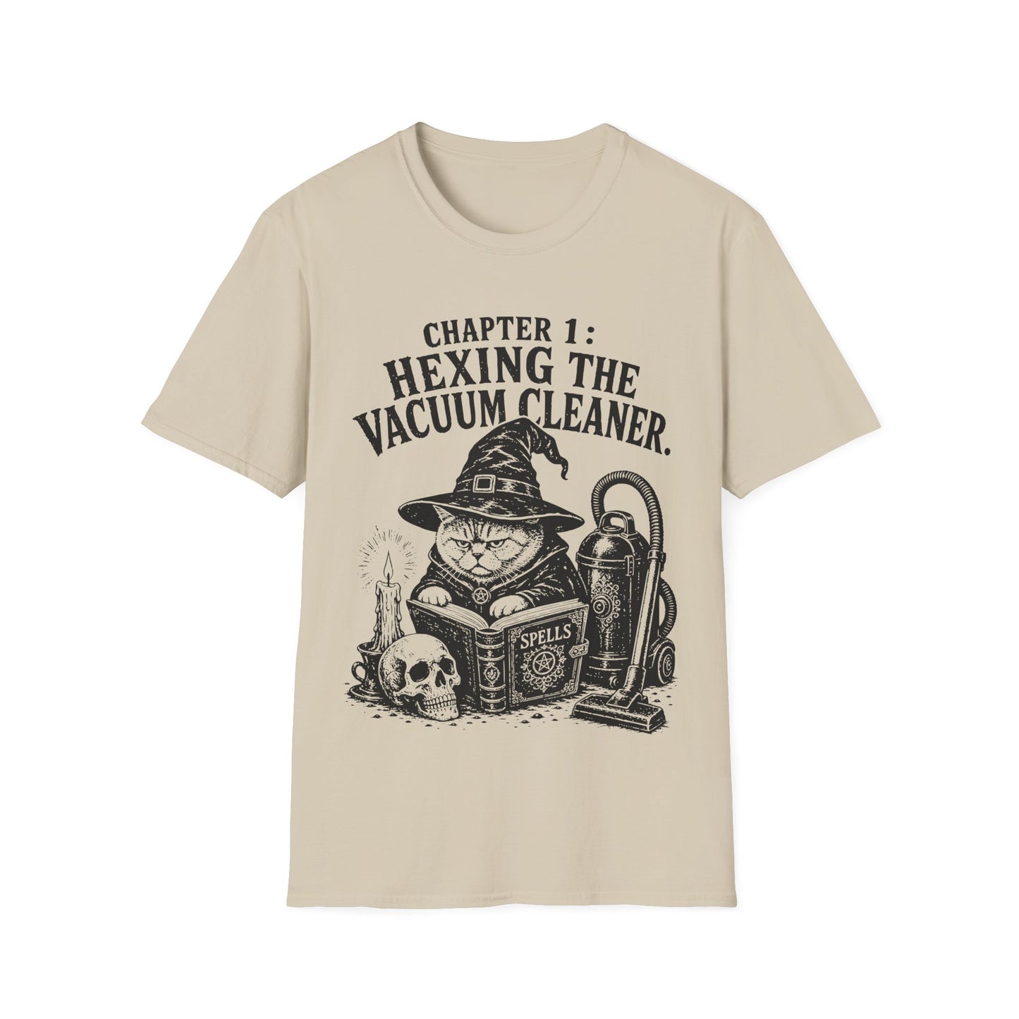 Hexing the Vacuum Cleaner Funny Witch Cat T-Shirt
