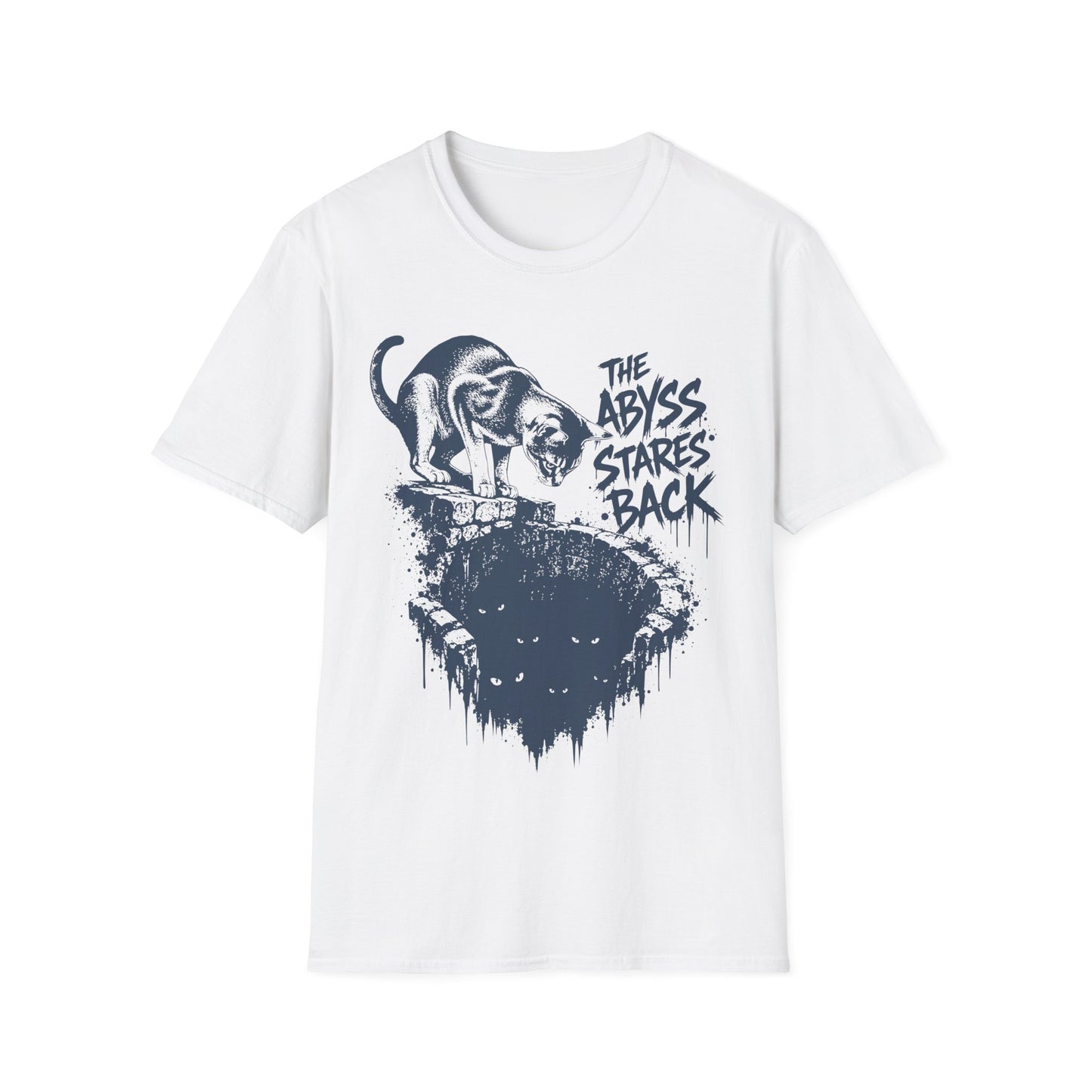 The Abyss Stares Back Dark Fantasy Cat T-Shirt