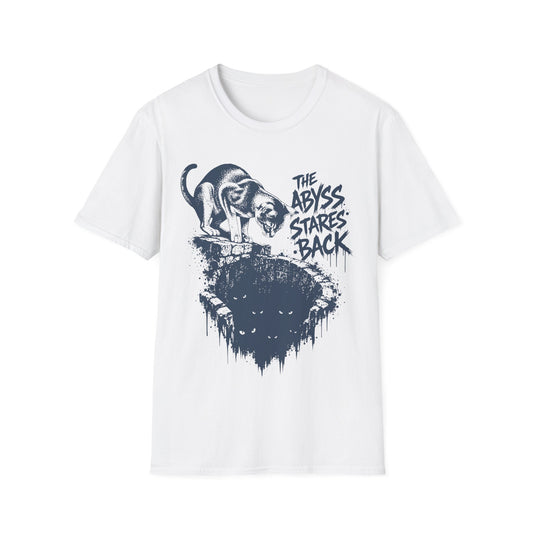 The Abyss Stares Back Dark Fantasy Cat T-Shirt