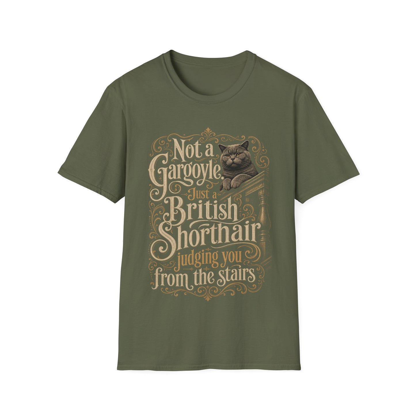 Not a Gargoyle. Just a British Judging You from the Stairs T-Shirt