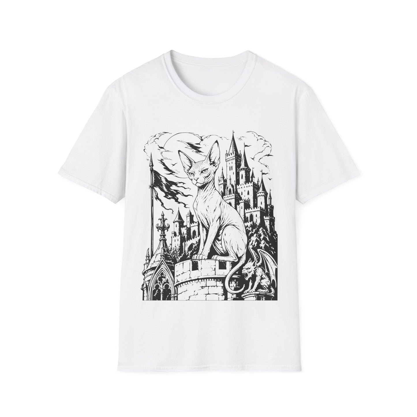 Gothic Castle Guardian Sphynx Cat T-Shirt