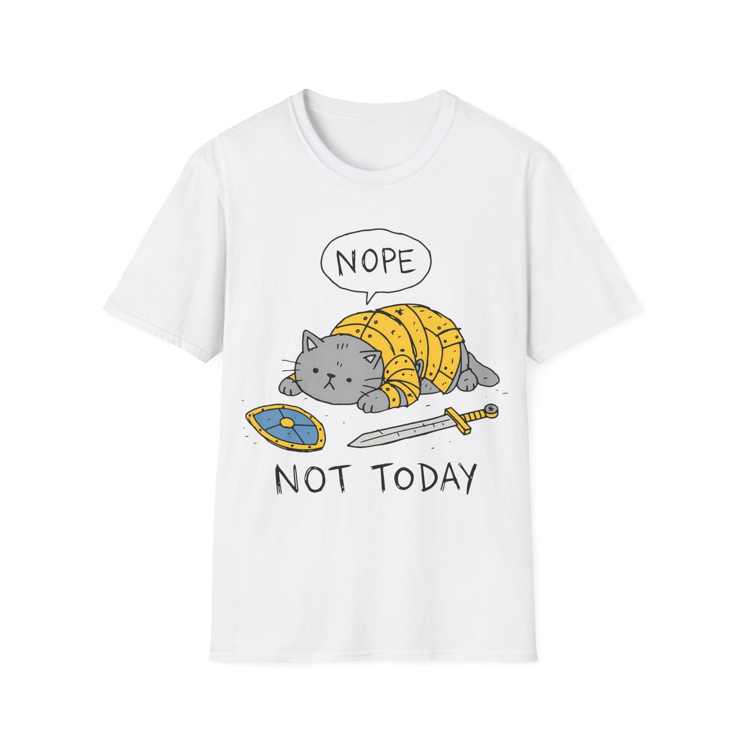 Nope. Not Today. Sleepy Knight Cat T-Shirt