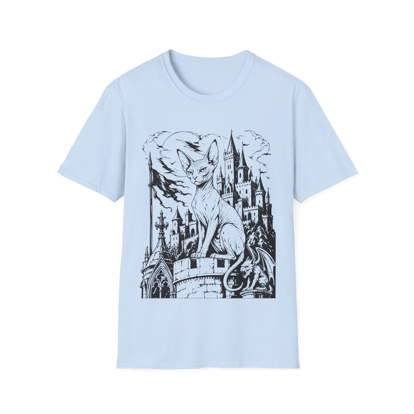 Gothic Castle Guardian Sphynx Cat T-Shirt