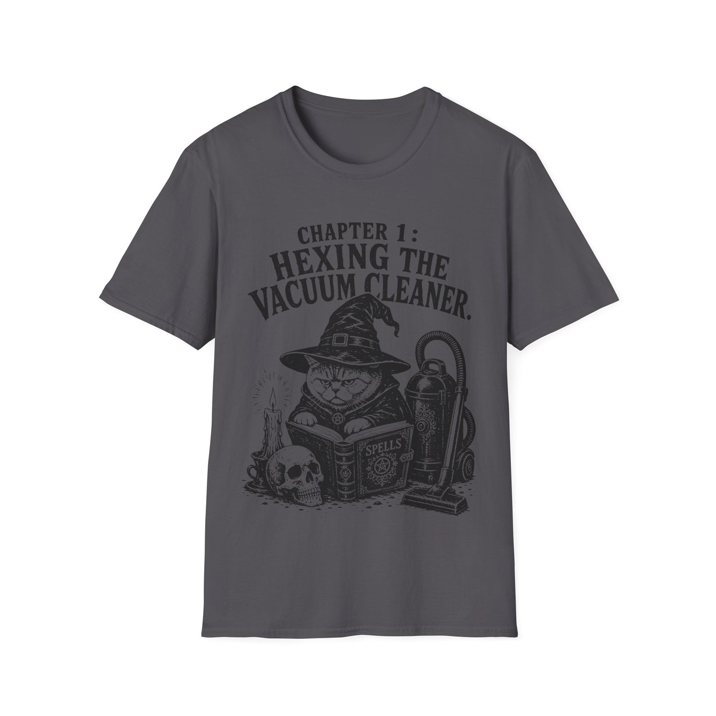 Hexing the Vacuum Cleaner Funny Witch Cat T-Shirt