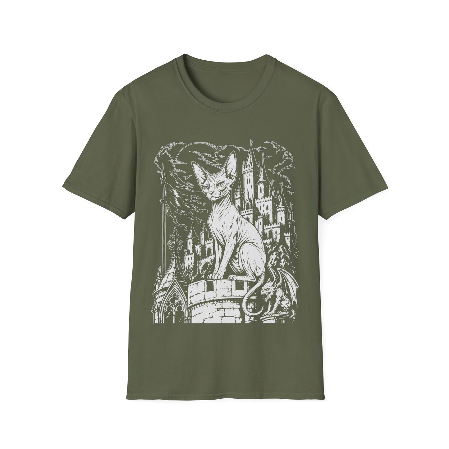 Gothic Castle Guardian Sphynx Cat T-Shirt