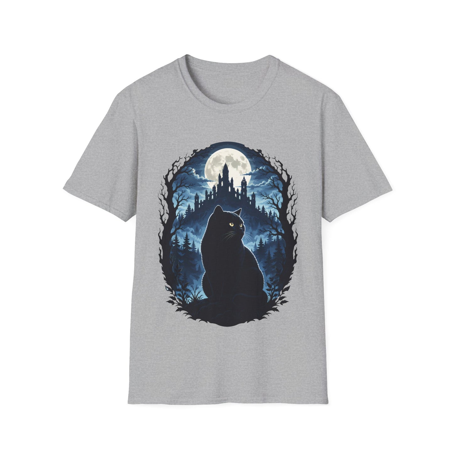 Moonlit Castle Guardian Cat T-Shirt