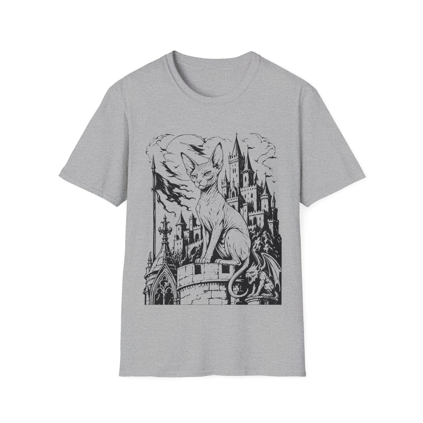 Gothic Castle Guardian Sphynx Cat T-Shirt