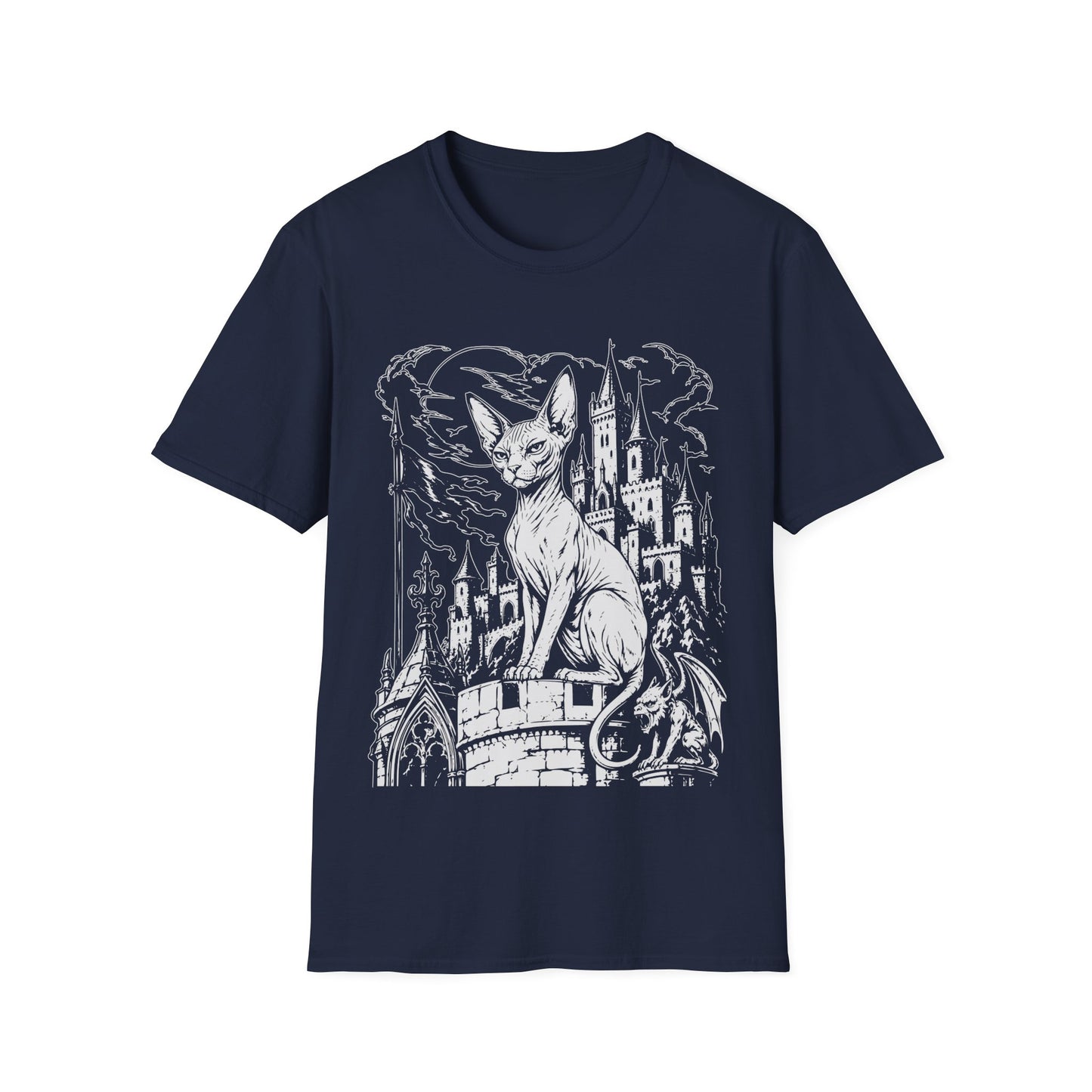 Gothic Castle Guardian Sphynx Cat T-Shirt