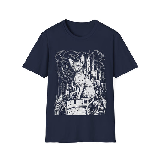Gothic Castle Guardian Sphynx Cat T-Shirt