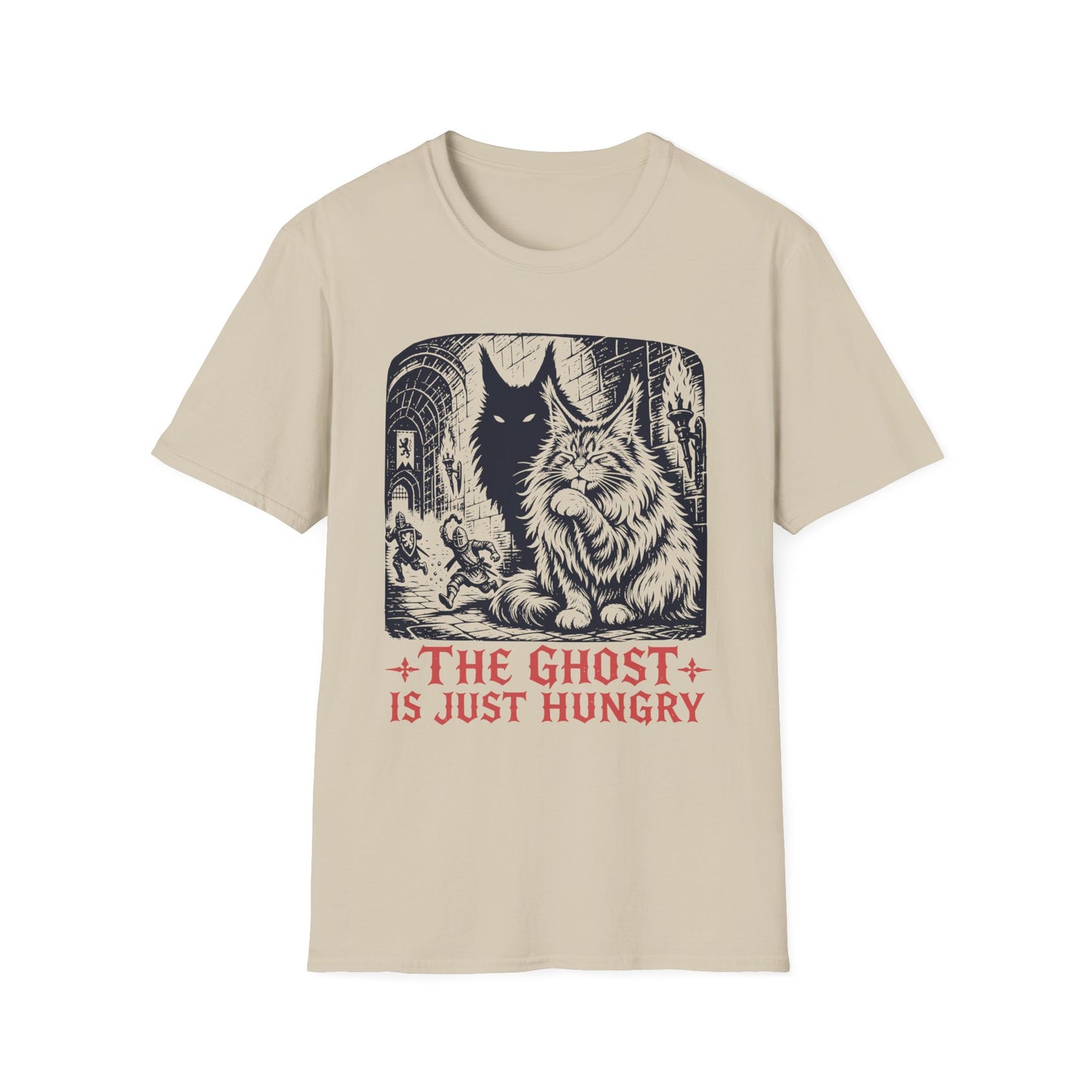 The Ghost Is Just Hungry Funny Maine Coon Cat T-Shirt