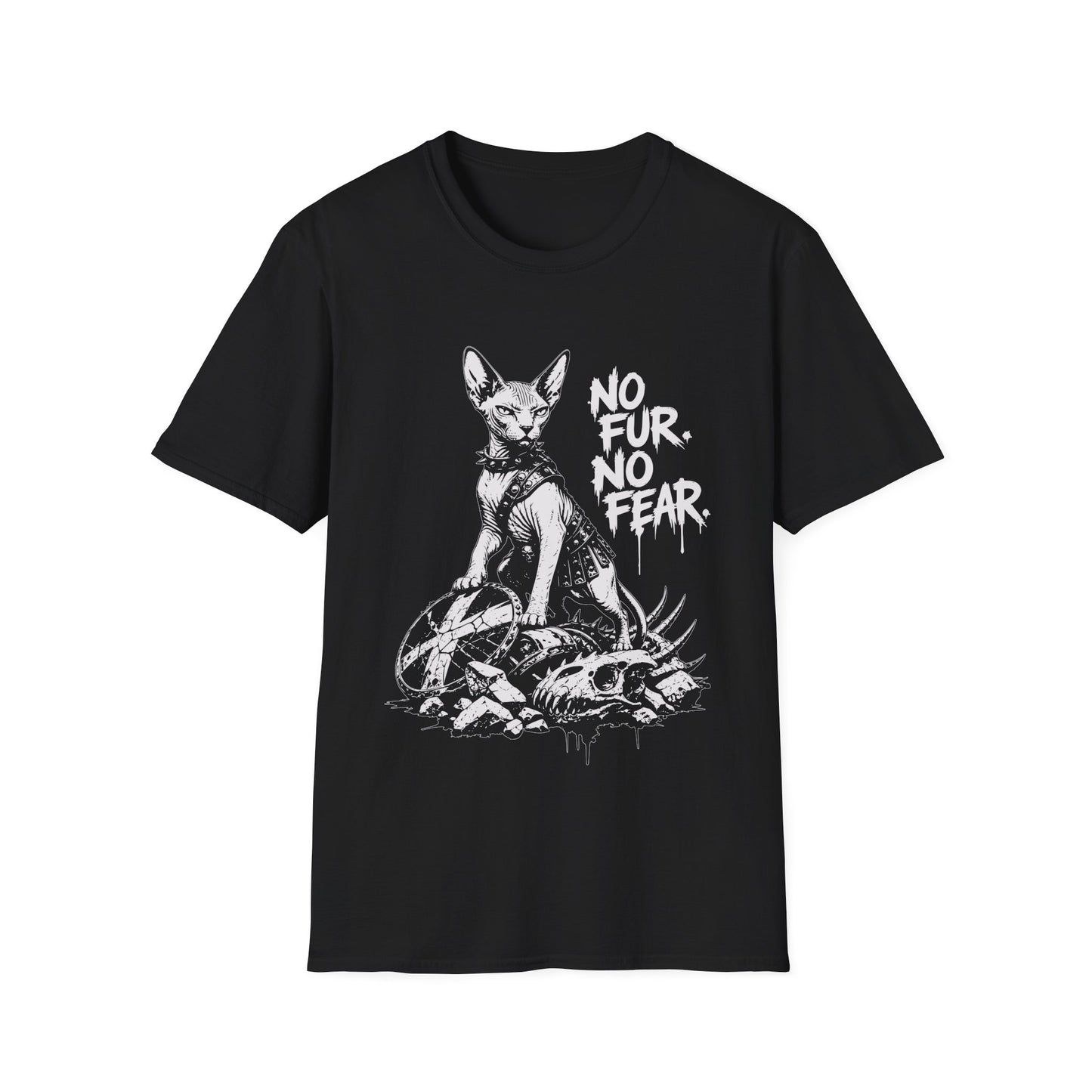 No Fur No Fear Dragon Slayer Sphynx Cat T-Shirt