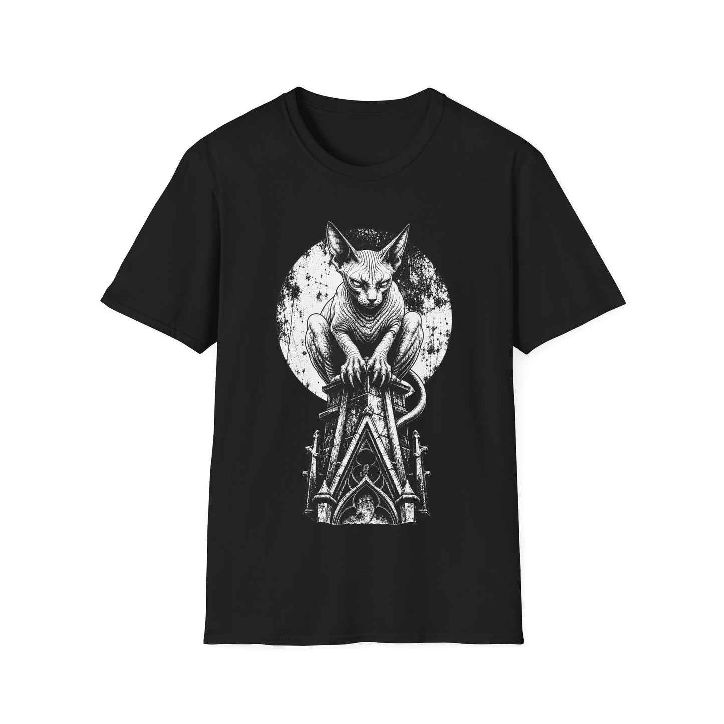 Moonlit Gargoyle Sphynx Gothic Cat T-Shirt