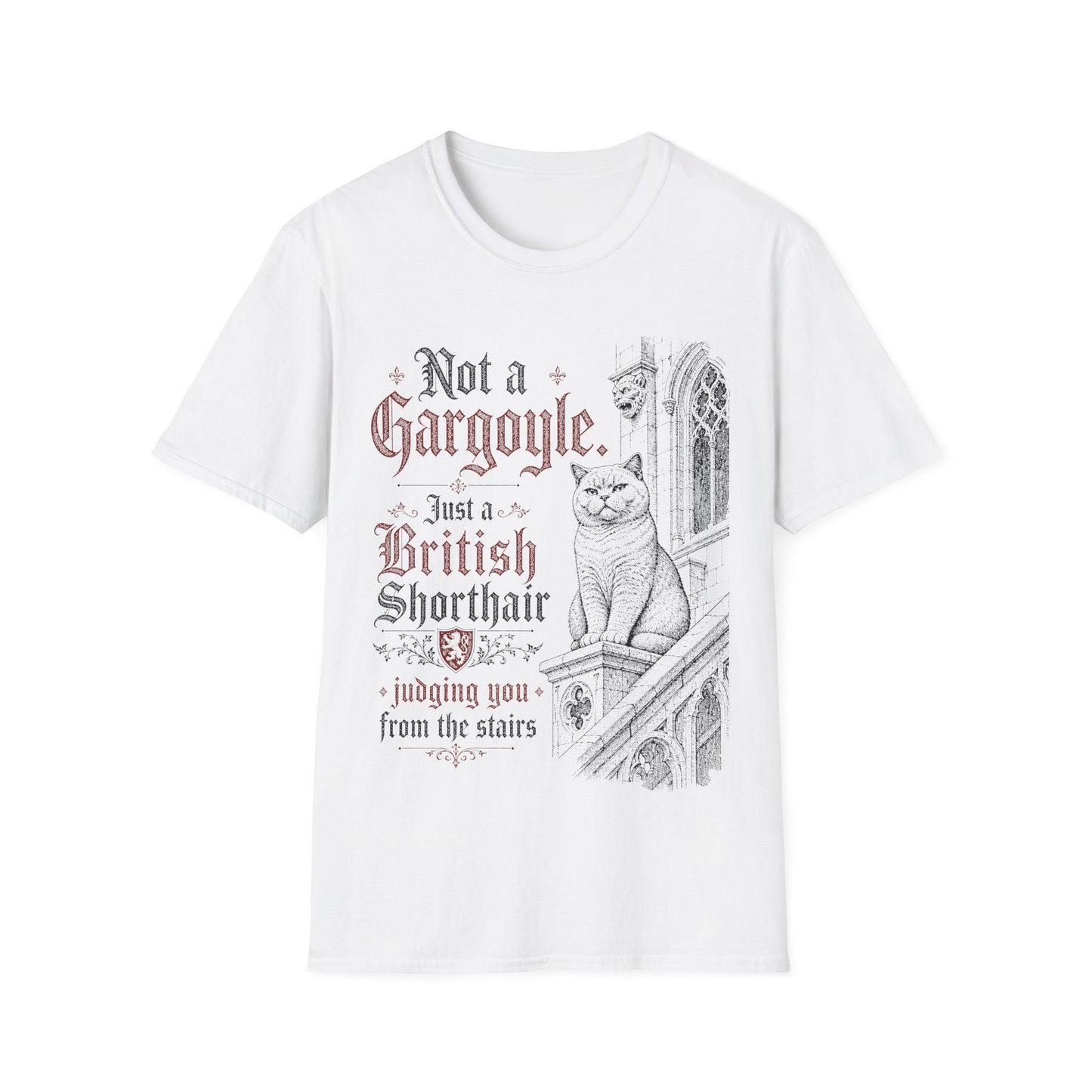 Not a Gargoyle. Just a British Shorthair Judging You from the Stairs T-Shirt