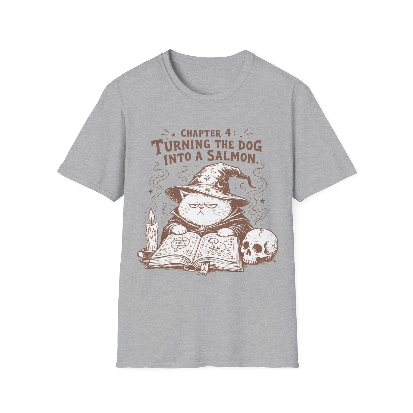 Turning the Dog into a Salmon Funny Witch Cat T-Shirt