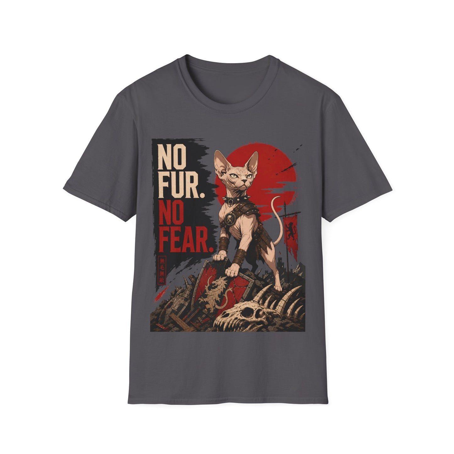 No Fur No Fear Sphynx Warrior Cat T-Shirt