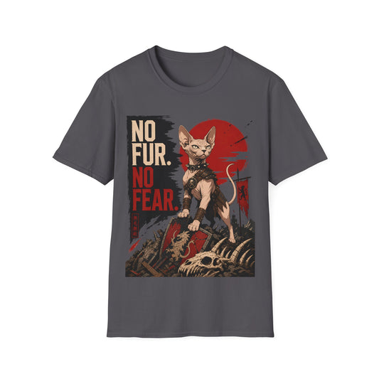 No Fur No Fear Sphynx Warrior Cat T-Shirt