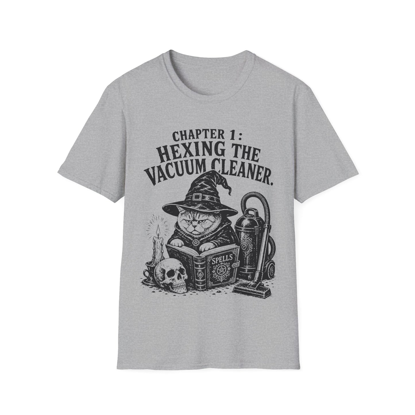 Hexing the Vacuum Cleaner Funny Witch Cat T-Shirt