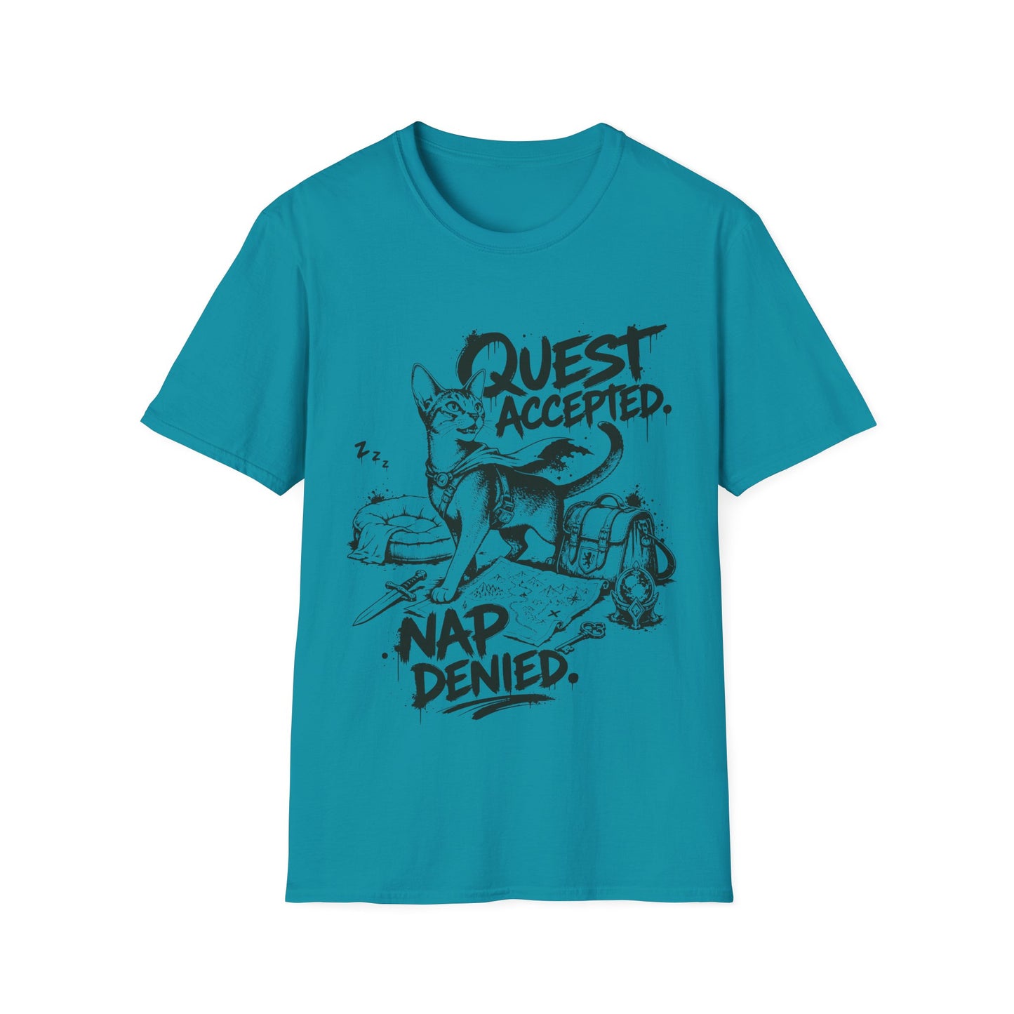 Quest Accepted Nap Denied Funny Abyssinian Adventure Cat T-Shirt